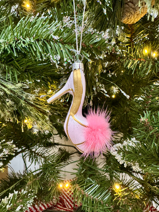 Pink High Heel Glass Ornament