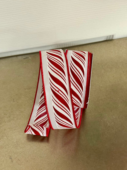 1.5 Inch By 10 Yard Red And White Peppermint Twist Ribbon
