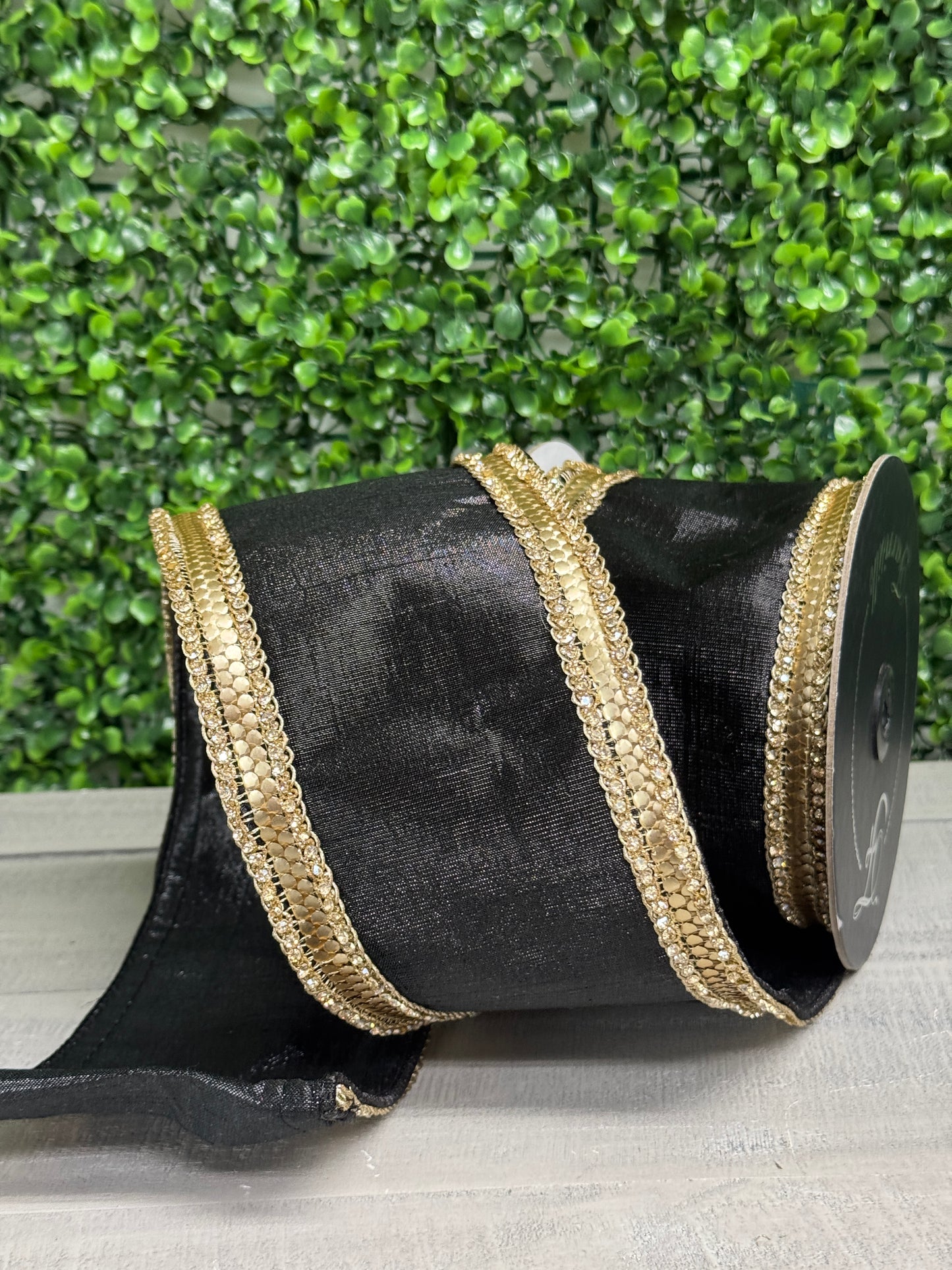 Farrisilk 4 Inch By 5 Yard Black Diamond Riveria Ribbon