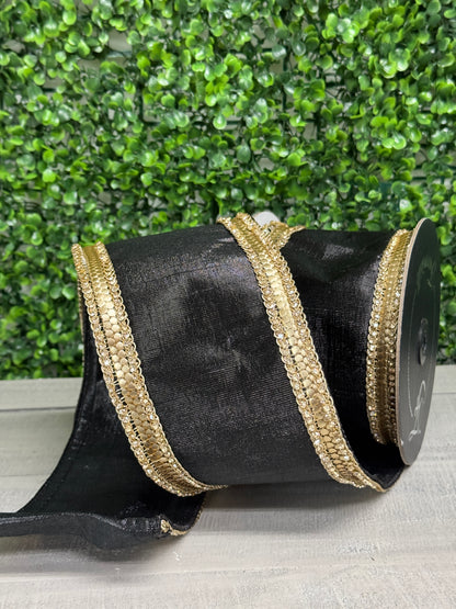 Farrisilk 4 Inch By 5 Yard Black Diamond Riveria Ribbon