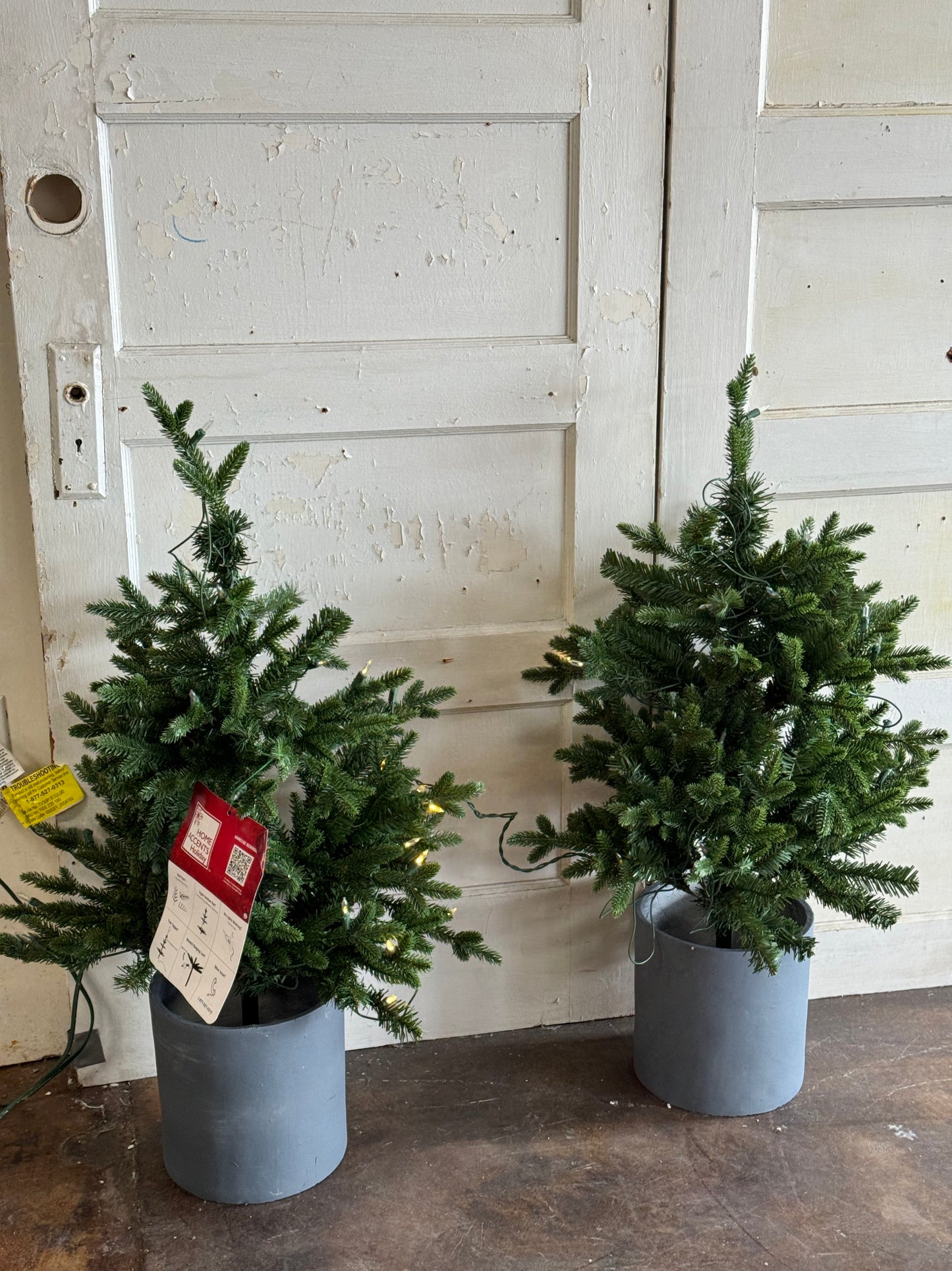 Home Accents Holiday 2 Pack 3 Foot Prelit LED Potted Pine Open Box