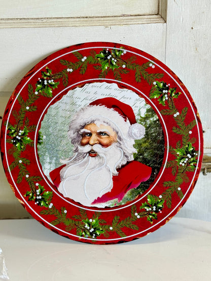 12 Inch Vintage Santa Metal Sign