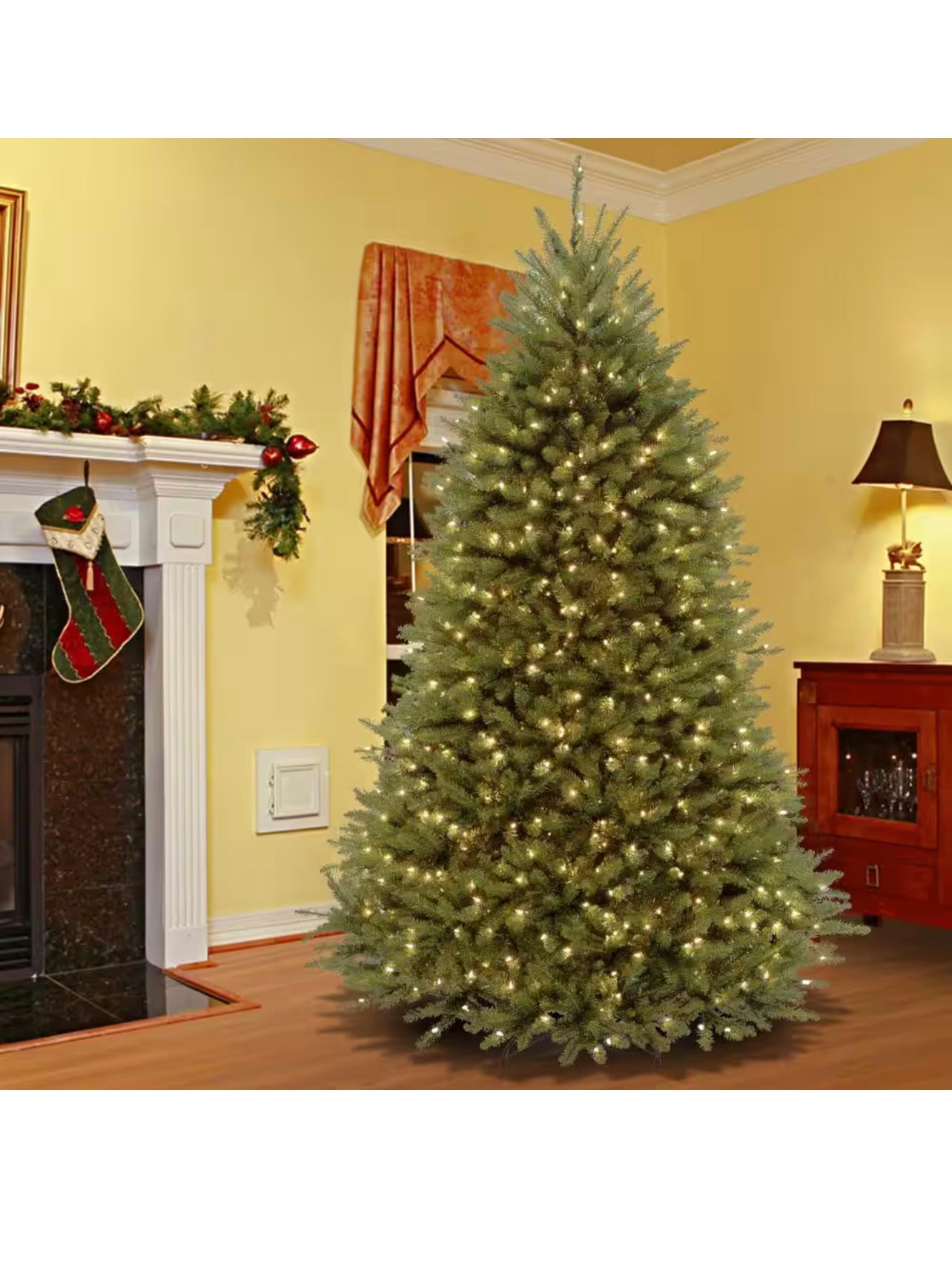 9 ft. Pre-Lit Dunhill Fir Hinged Artificial Christmas Tree with Clear Lights