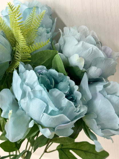 20 Inch Blue Peony Floral Bush