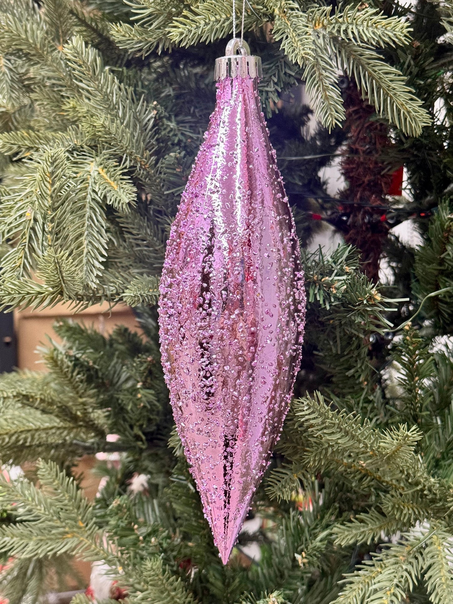 10.5 Inch Pink Ice Finial Ornament