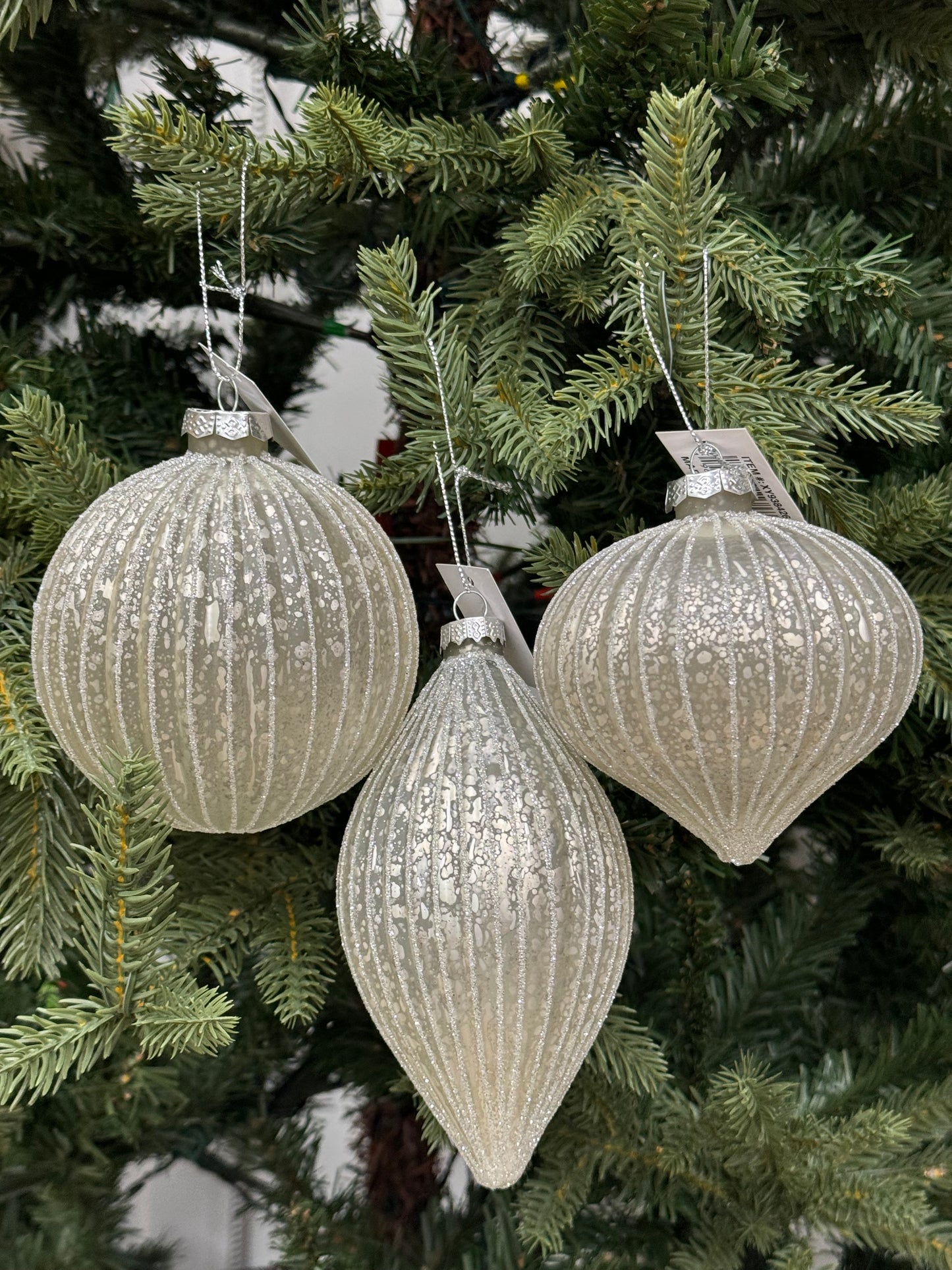 4-6 Inch Antique Silver Glass Ornament Three Styles