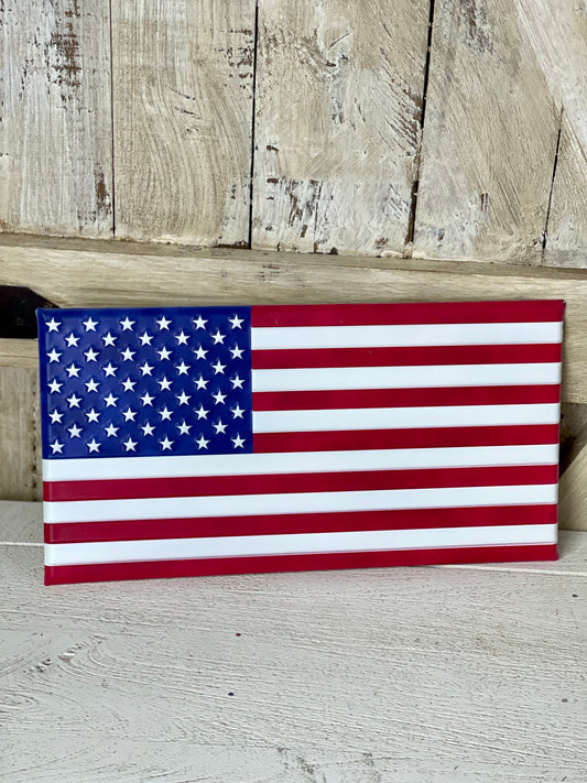 Metal Embossed American Flag