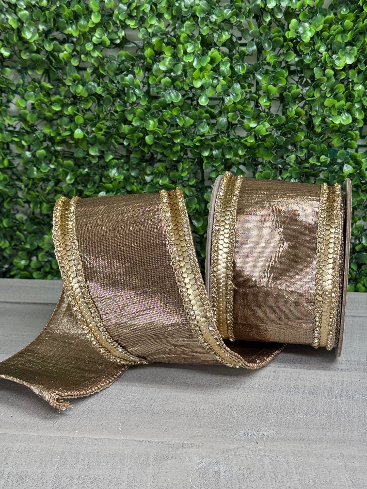 Farrisilk 4 Inch By 5 Yard Cappuccino Diamond Riveria Ribbon