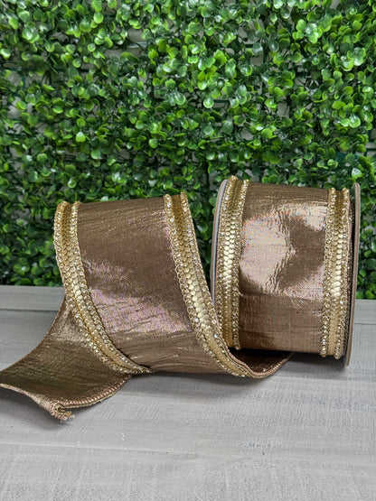 Farrisilk 4 Inch By 5 Yard Cappuccino Diamond Riveria Ribbon