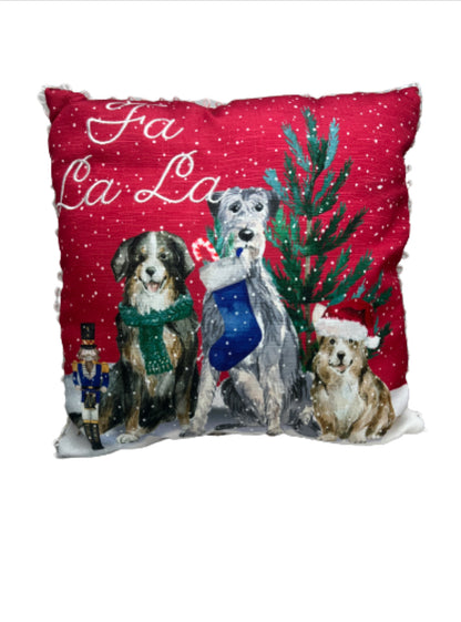 Fa La La Christmas Dog Pillow