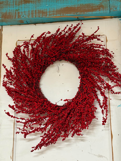 26 Inch Red Berry Twig Wreath