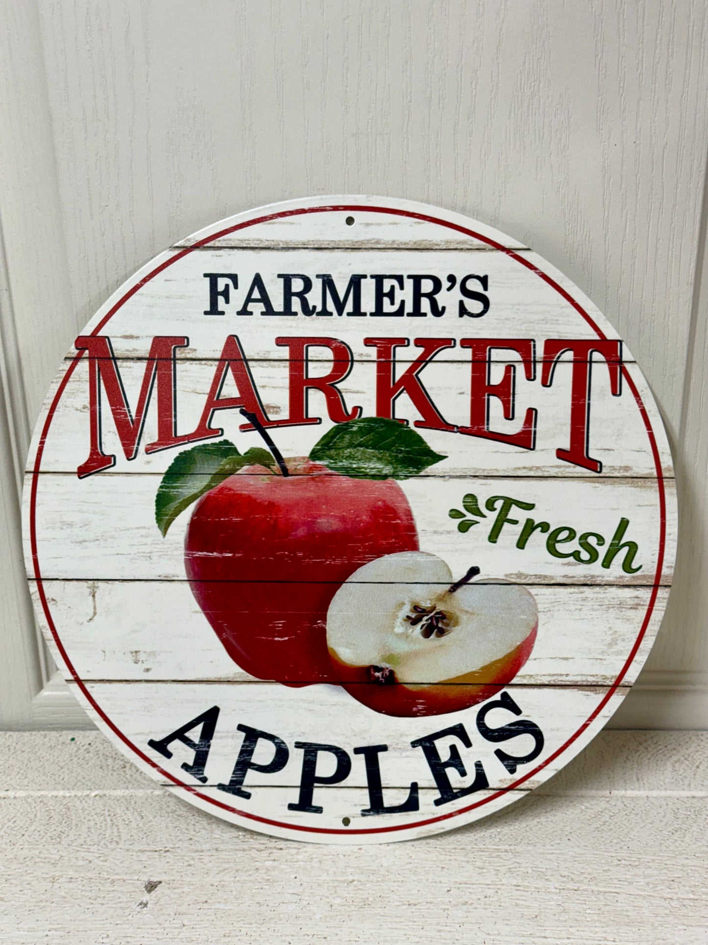 12 Inch Apple Farmers Market Metal Round Sign