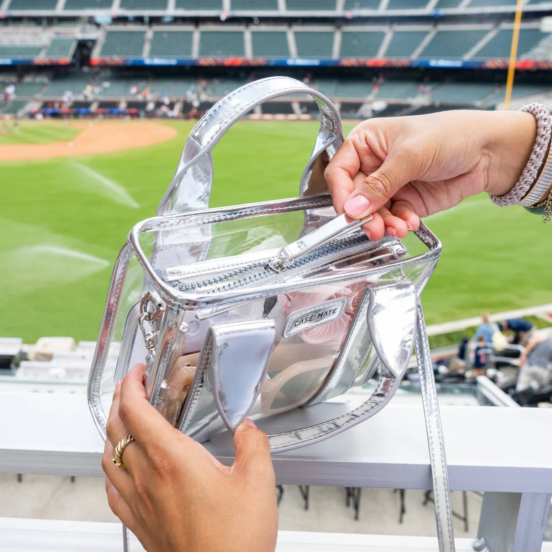Case Mate Jelly Stadium Bag Silver Chrome And Clear