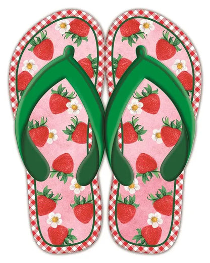 12.75 Inch Metal Strawberry Flip Flops Sign