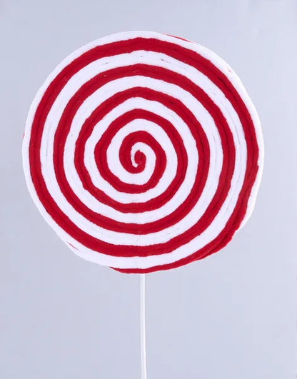 30 Inch Red And White Yarn Swirl Peppermint Lollipop