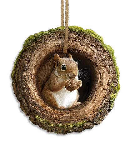 5.25 Inch Squirrel In A Tree Metal Sign