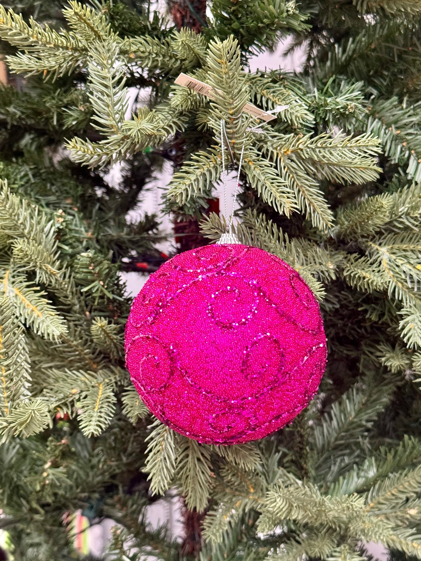 5 Inch Beauty Pink Beaded Ornament Ball