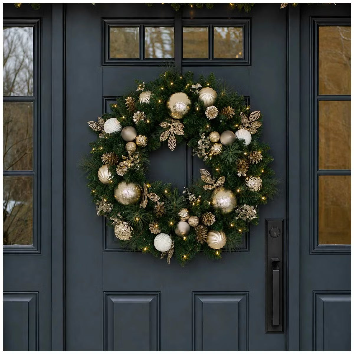 Costco Pre-Lit Decorated Metallic Holiday Wreath