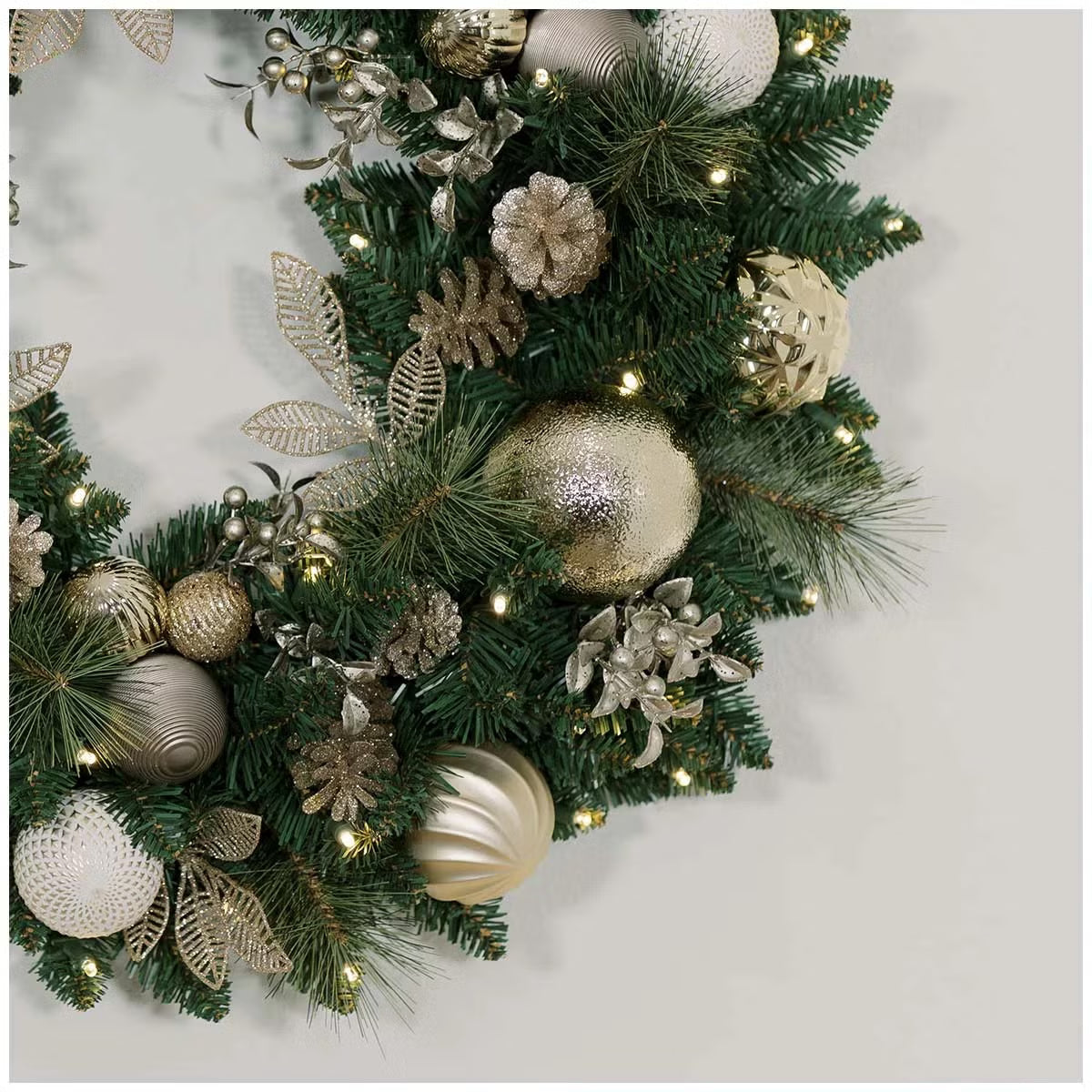 Costco Pre-Lit Decorated Metallic Holiday Wreath