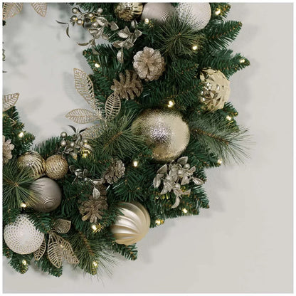 Costco Pre-Lit Decorated Metallic Holiday Wreath