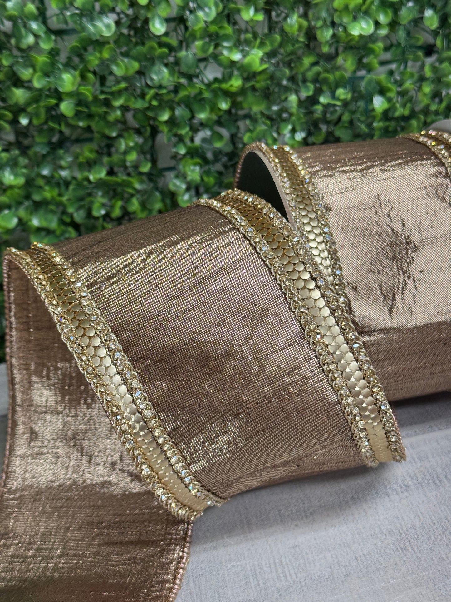 Farrisilk 4 Inch By 5 Yard Cappuccino Diamond Riveria Ribbon