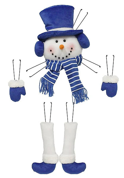 5 Piece 31 Inch Blue Snowman Decor Kit