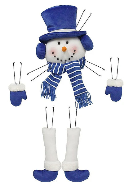 5 Piece 31 Inch Blue Snowman Decor Kit