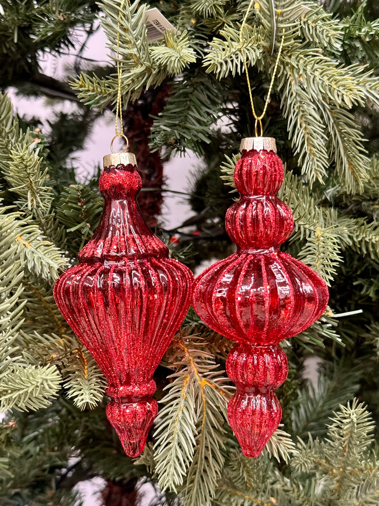 6-6.25 Inch Red Transparent Glass Ornaments Two Styles