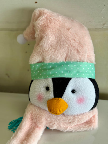 20.5 Inch Fabric Penguin Head With Scarf Wreath Attachment