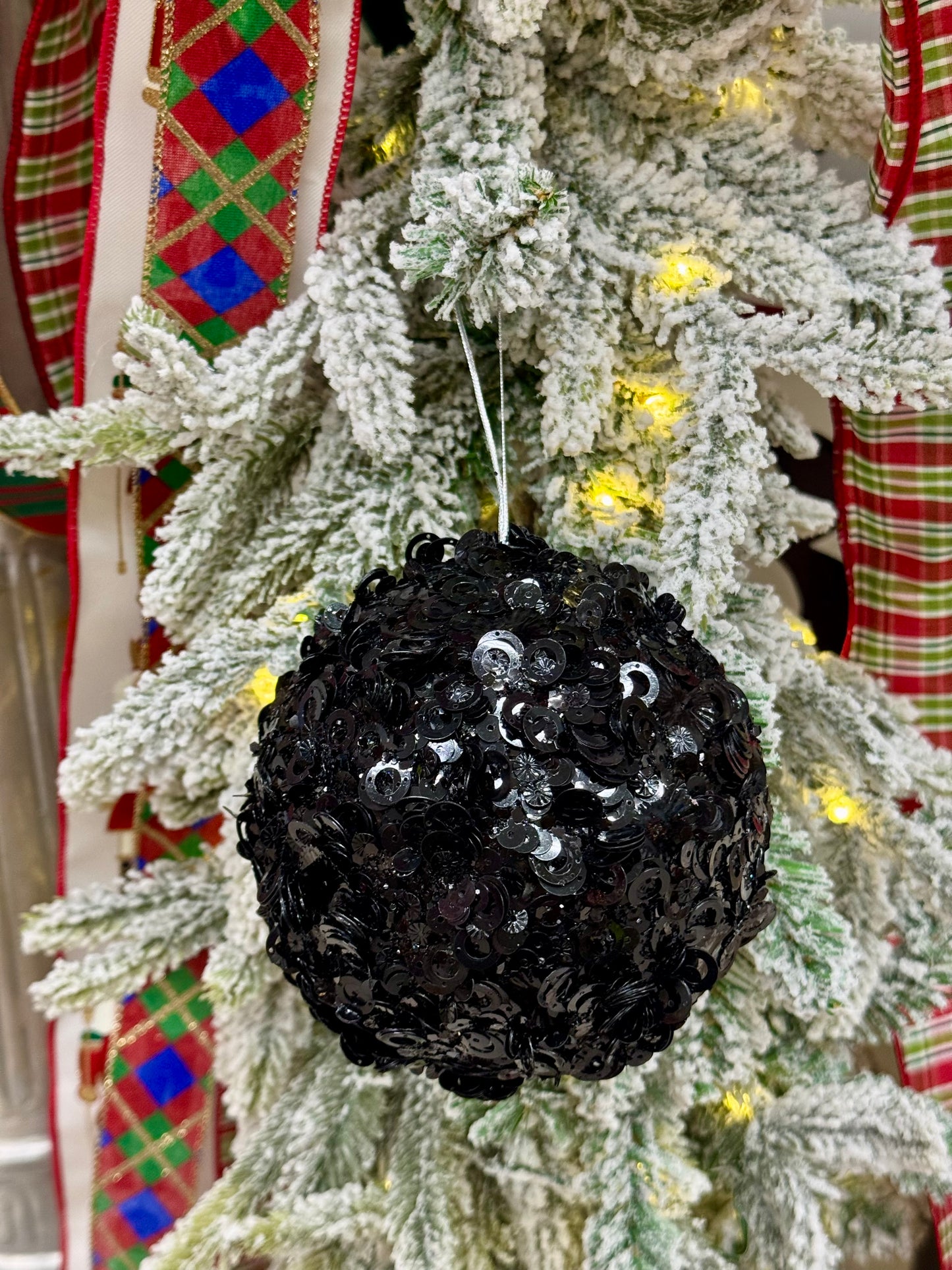 5 Inch Black Sequin Glitter Ornament