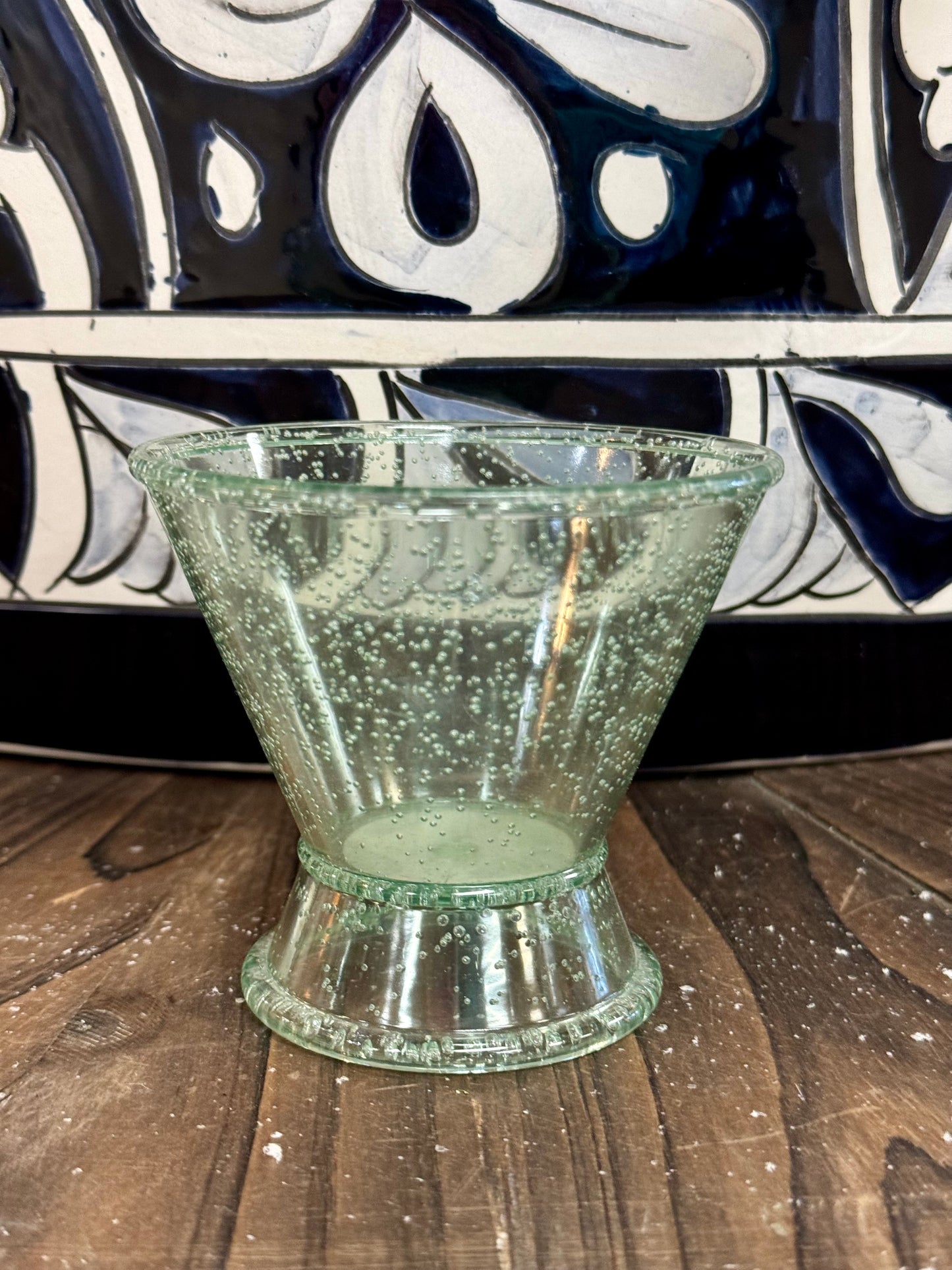 Green Round Short Speckled Drinking Vessel