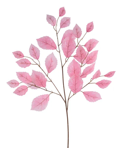 28 Inch Pink Rose Leaf Spray