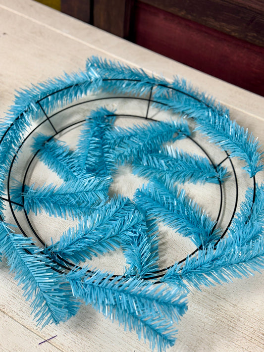 15 Inch Wire, 25 OAD Sky Blue Work Wreath