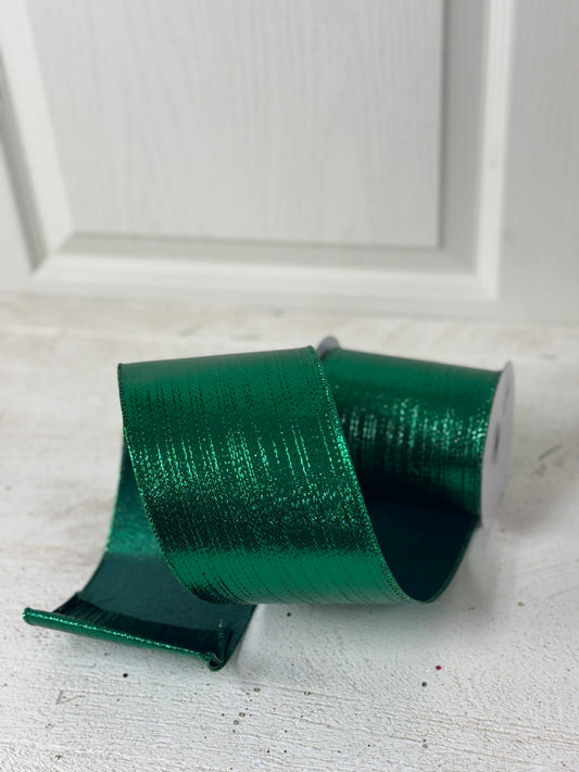 4 Inch By 10 Yard Emerald Green Metallic Ribbon