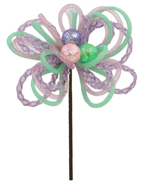 12 Inch Pink Orchid Lavender And Mint Green Iridescent Glitter Ball Tubing Pick