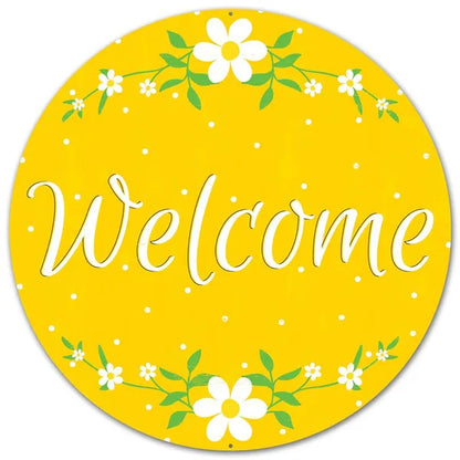 12 Inch Metal Welcome Daisy Sign