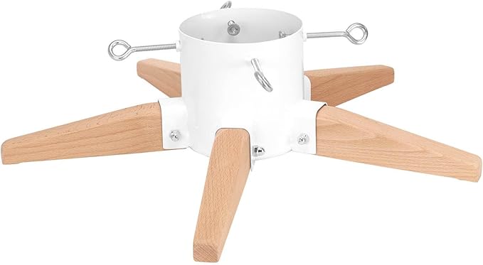HarcoHome 5-Legged Metal and Beech Hardwood Christmas Tree Stand for Live Tree