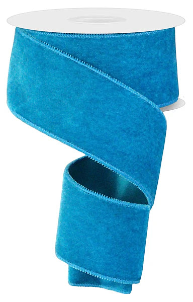 2.5 Inch By 10 Yard Teal Deluxe Velvet With Satin Backing Ribbon