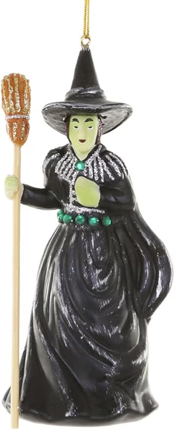 6 Inch Green Witch Glass Ornament