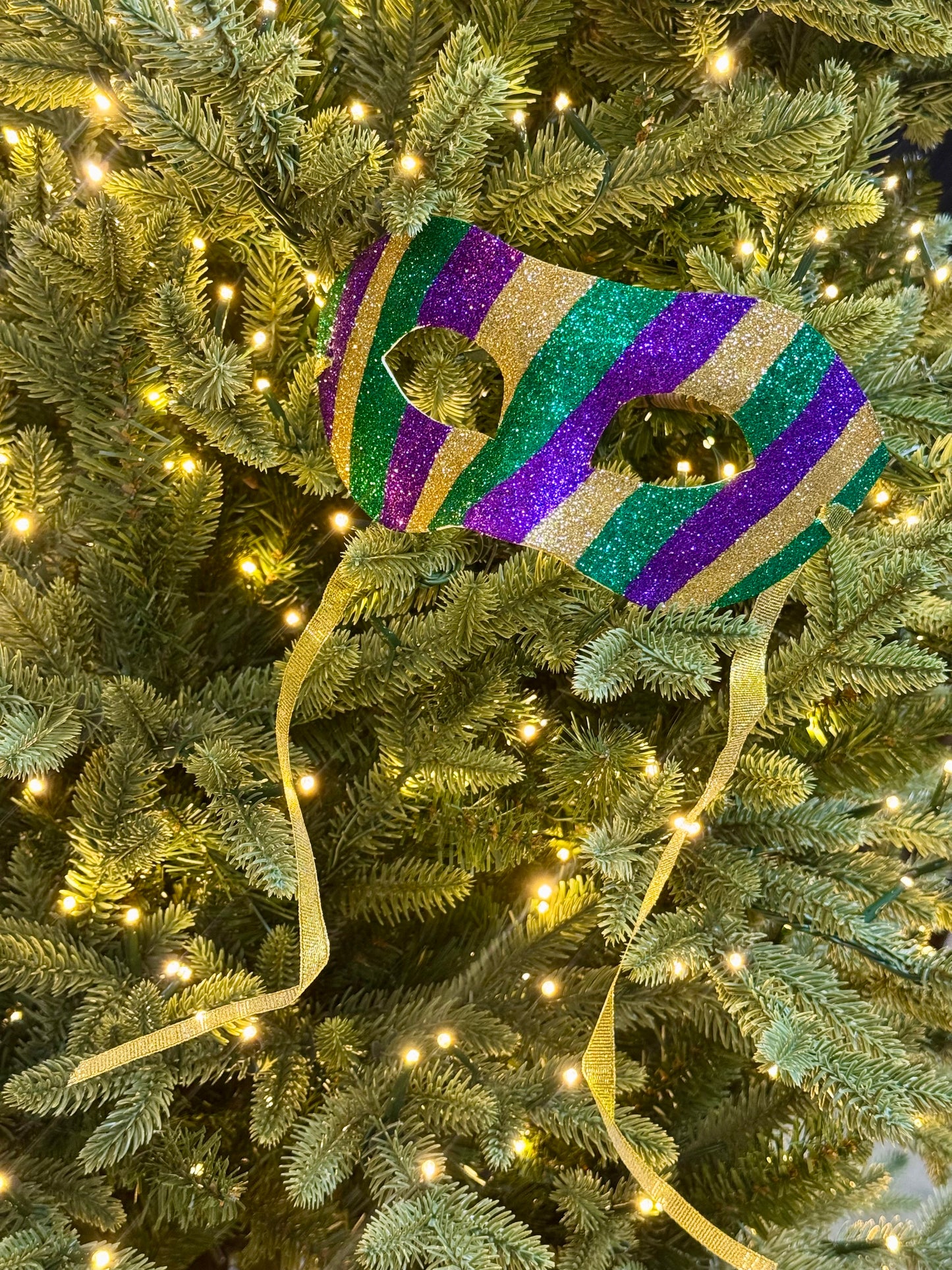 8 Inch Mardi Gras Stripe Masquerade Mask