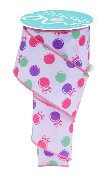 2.5 Inch By 10 Yard Pastel Lollipop Ribbon