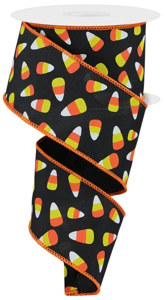 2.5 Inch By 10 Yard Mini Candy Corn Ribbon