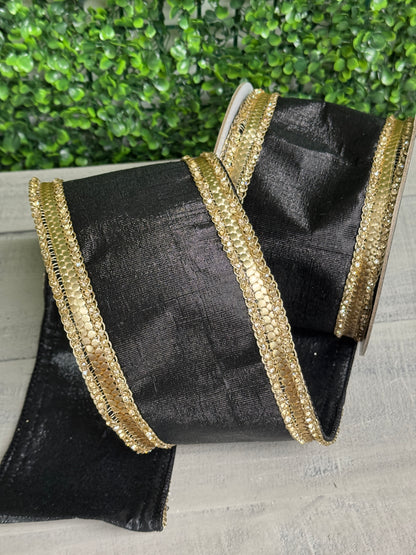 Farrisilk 4 Inch By 5 Yard Black Diamond Riveria Ribbon