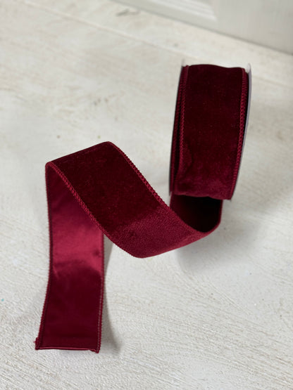 2.5 Inch By 10 Yard Burgundy Velvet Ribbon With Satin Backing