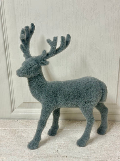 13 Inch Flocked Standing Deer Four Colors