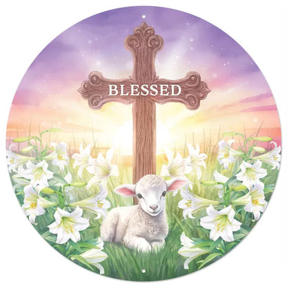12 Inch Blessed Cross With Lamb Sign