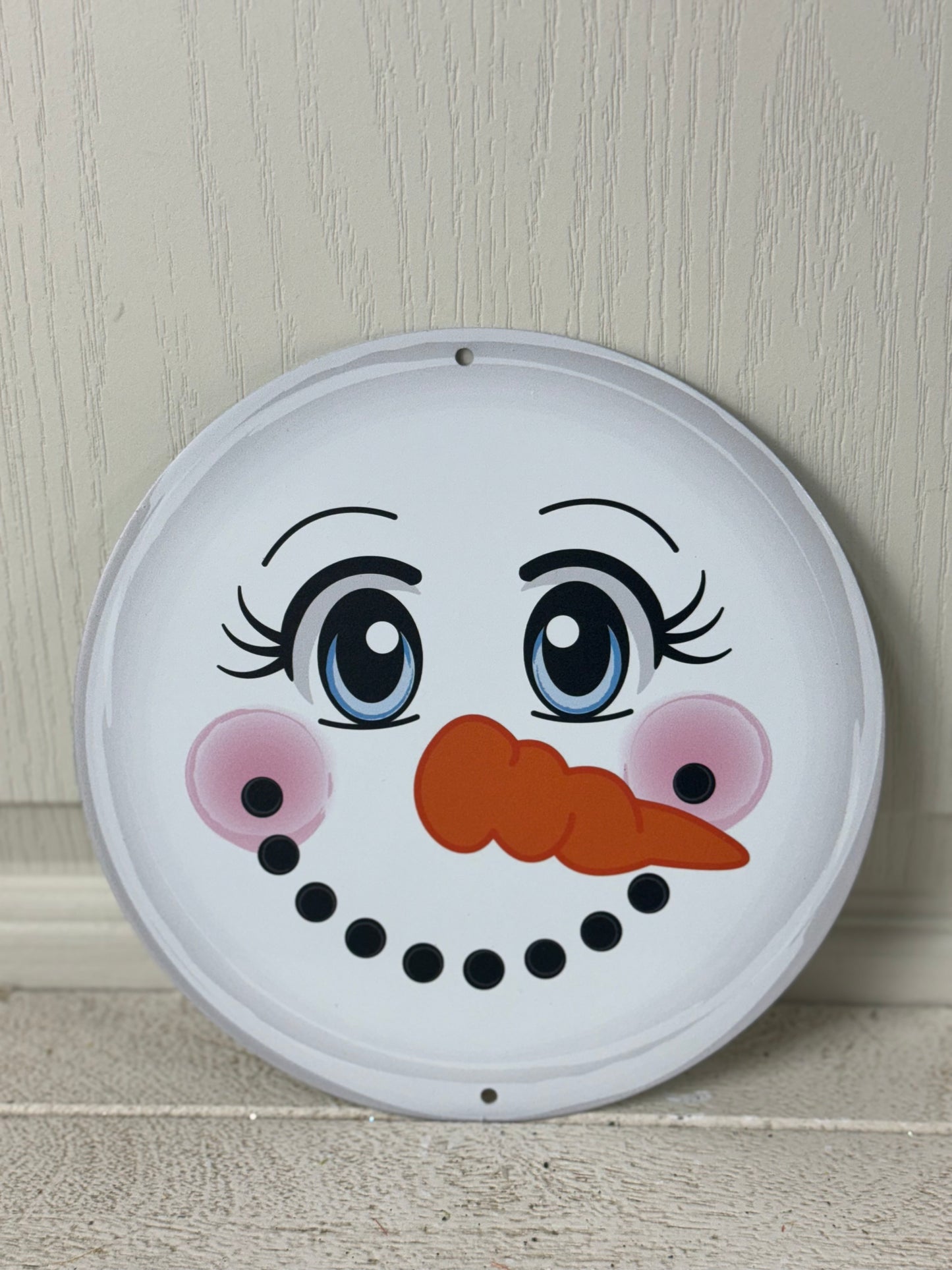 8 Inch Metal Snowman Face Sign