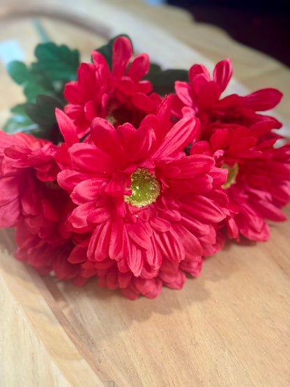 21 Inch Red Gerbera Daisy Floral Bush