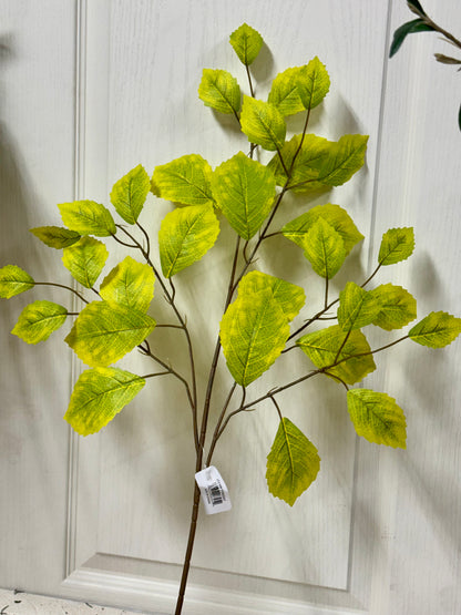 28 Inch Yellow Green Rose Leaf Spray