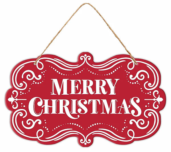 11.5 Inch Red And White Merry Christmas Sign